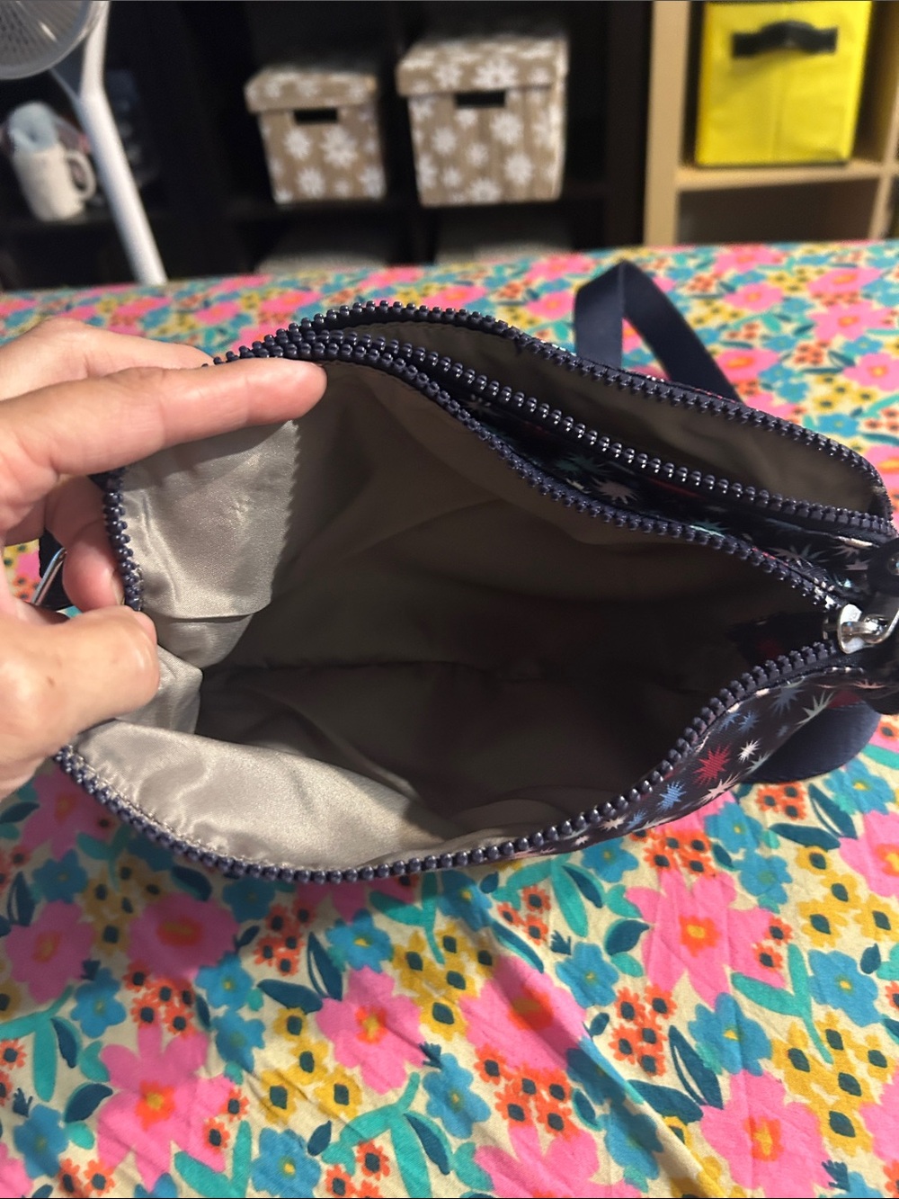 Kipling Navy Crossbody with Multicolor Starburst Print - Picture 4 of 8